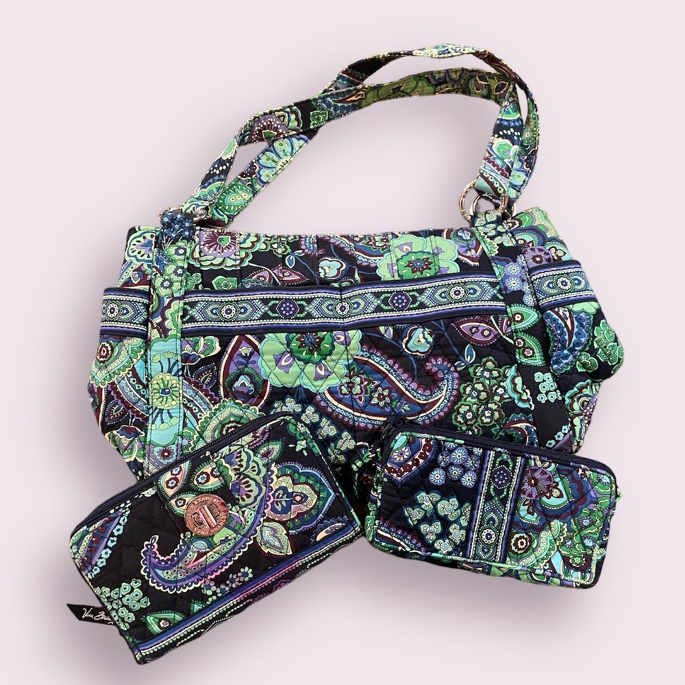 Set of 3 Paisley Vera Bradley Set - Purse, Wallet, and Zipper Pouch